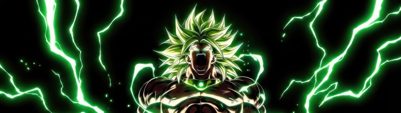 Broly, Legendary Super Saiyan, Dragon Ball Super, Dark background, 5K