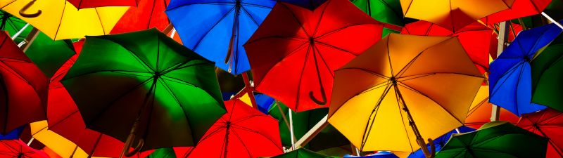 Umbrellas, Colorful, Multicolor, Artistique, Overhead, Pattern, Vibrant, 5K, 8K