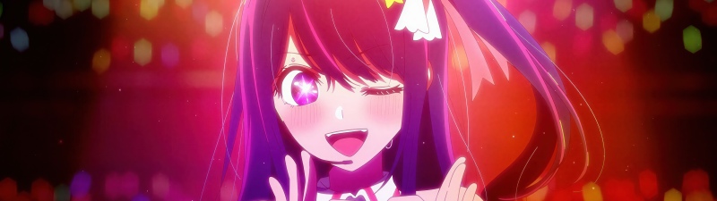 Ai Hoshino, Winking, Anime girl, Oshi no Ko, 5K, Heart shape, Vibrant