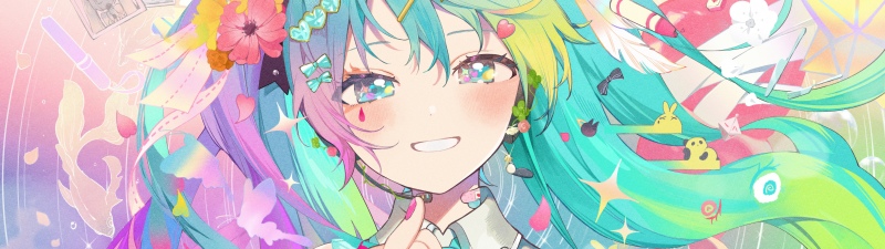Hatsune Miku, Colorful art, 5K, Anime girl, Vocaloid