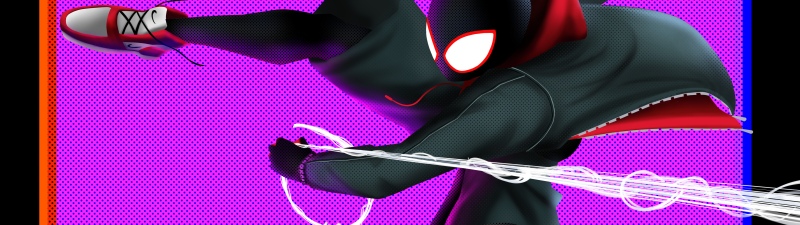 Miles Morales, Marvel, Spider-Verse, AMOLED, Black background