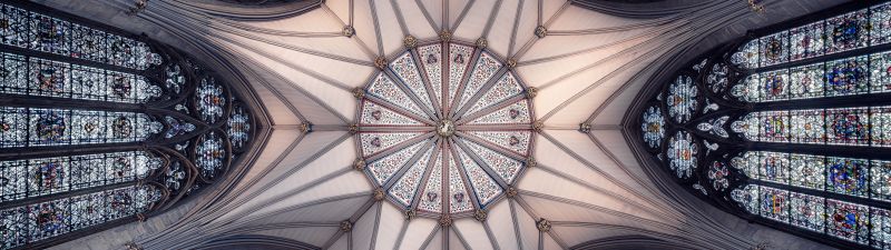 York Minster, United Kingdom, Cathedral, Church, Ancient architecture, Interior, Look up, Symmetrical, Patterns, Serene, 5K, 8K