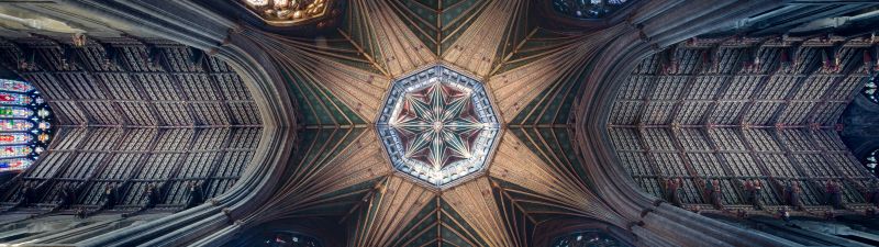 Ely Cathedral, Ancient architecture, Cathedral, Dome, Stained glass, United Kingdom, Indoor, Ceiling, Lights, Patterns, 5K, 8K