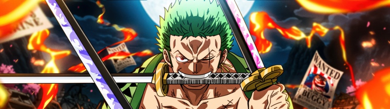 Three Sword Style, Roronoa Zoro, One Piece, Illustration, 5K