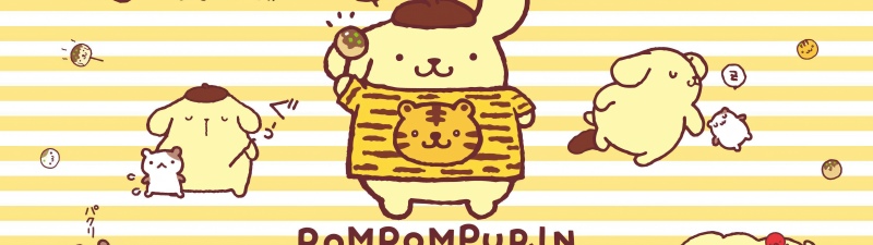 Pompompurin, Cute cartoon, Stripes, 5K, Kawaii cartoon, Sanrio