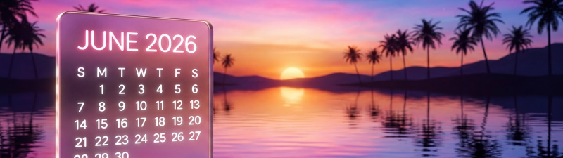 Sunset June 2026 Calendar