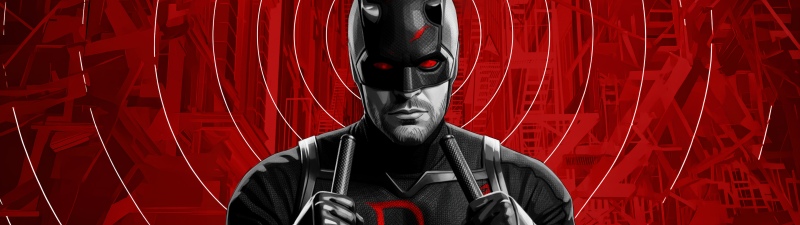 Daredevil: Born Again, Black suit, Artwork, Red background, 5K, 