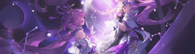 Fu Xuan, Purple aesthetic, Fantasy girl, Cosmic, Anime girl, 5K, Honkai: Star Rail