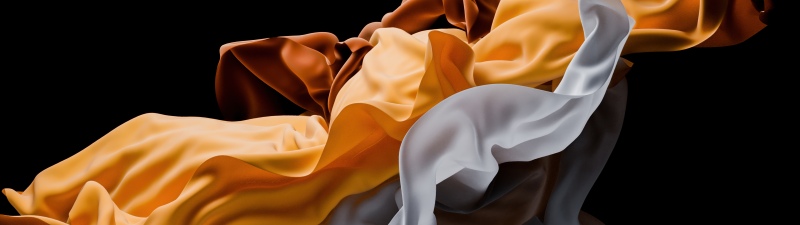 Flowing fabric, Abstract background, Brown abstract, Orange, Black background, Flow, Fabric