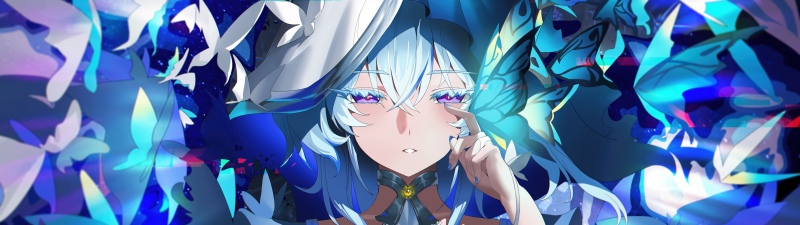 The Shorekeeper, 8K, Anime girl, Wuthering Waves, 5K, Blue aesthetic, Butterflies