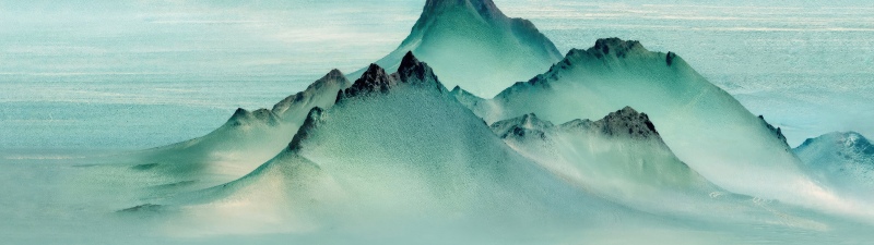 Mountain Peaks, Teal, Monochromatic, Honor MagicBook Pro, Stock, 5K