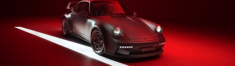 Pogea Racing PR964, 8K, Porsche 911, Red background, 5K