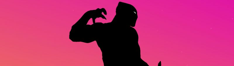 Black Panther, Silhouette, Marvel Superheroes, Gradient background, Aesthetic, 5K