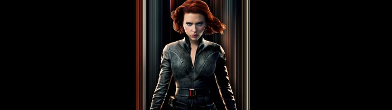 Scarlett Johansson, Black Widow, Black background, 2020 Movies, 5K