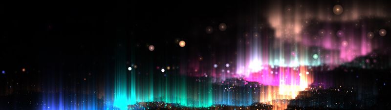 Glitter, Glowing, Colorful, Lights, Dark, Black background, 5K