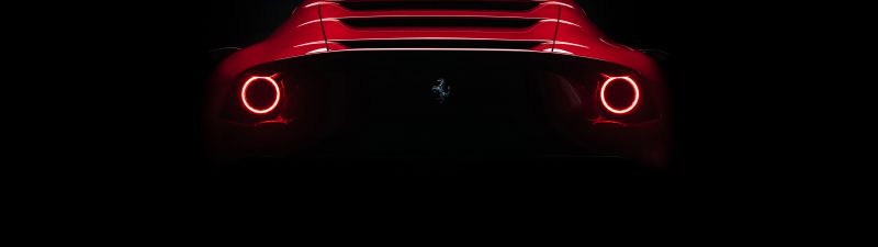 Ferrari Omologata, AMOLED, Supercars, Black background, 2020, 5K