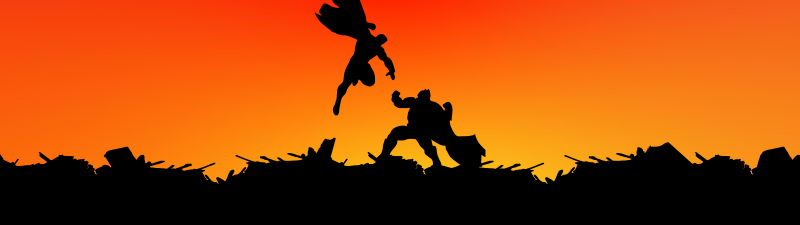 Batman v Superman, Silhouette, Gradient background, 5K, 8K, Simple