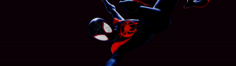 Miles Morales, Spider-Man: Into the Spider-Verse, Black background, 5K, AMOLED, Spiderman