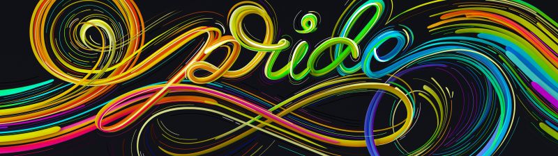 Microsoft Pride, Colorful, Waves, Black background