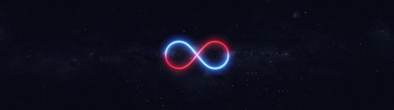 Infinity, Stars, Night sky, Dark background, Illuminated, Glowing, 5K, Simple