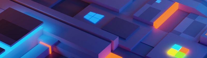 Windows logo, Glowing, Windows 10X, Illuminated, Microsoft, 5K