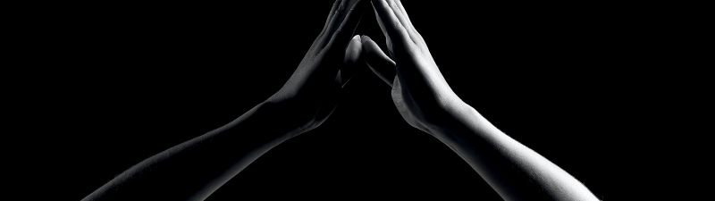 Praying Hands, Hands together, Monochrome, Black background, 5K, Black and White