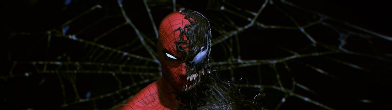 Spider-Man, Venom, Black background, Marvel Superheroes, Marvel Comics, Spiderman