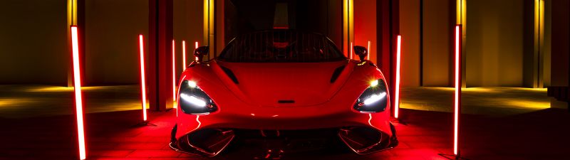 McLaren 765LT, Red cars, Supercars, 2021