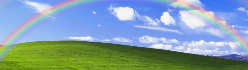 Windows XP, Bliss, Landscape, Rainbow, Blue Sky, 5K