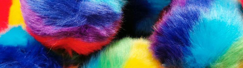 Faux Fur Pom Pom Balls, Multicolor, Colorful, Macro, Closeup, Vibrant, Crafts