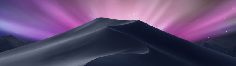 macOS Mojave, Aesthetic, OS X Leopard, Aurora sky, Desert, Stock