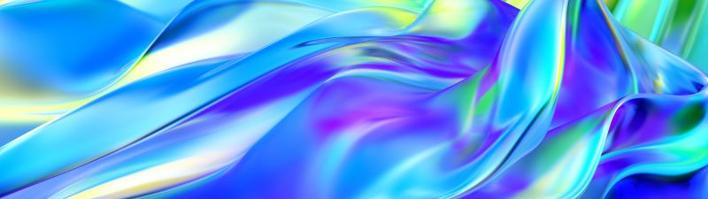 Waves, Chromatic, Colorful, Silk, 3D, Blue gradient