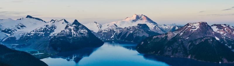 Mountains, Snow covered, Lake, Winter, Daylight, Scenic, Cold, Canada, Aesthetic, 5K
