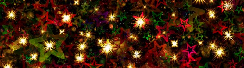 Christmas Stars, Christmas decoration, Advent, Glowing lights, Colorful, Aesthetic, 5K, 8K