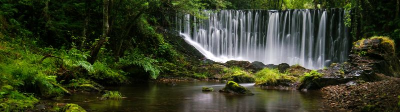 Mazo De Meredo, Waterfalls, Spain, Long exposure, Water Stream, Forest Trees, Greenery, Landscape, Moss