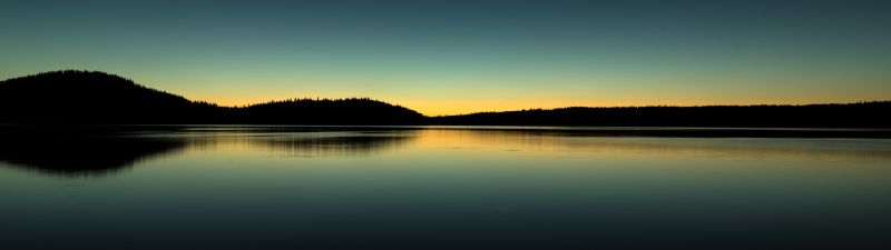 Paulina Lake, Oregon, Sunrise, Silhouette, Body of Water, Reflection, Landscape, Scenic, Dark Sky