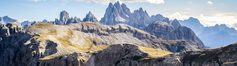 Tre Cime di Lavaredo, Dolomites, Mountain range, Italy, Landscape, Mountain Peaks
