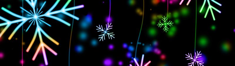 Snowflakes, Winter, AMOLED, Colorful, Black background, Bokeh, Navidad, Noel