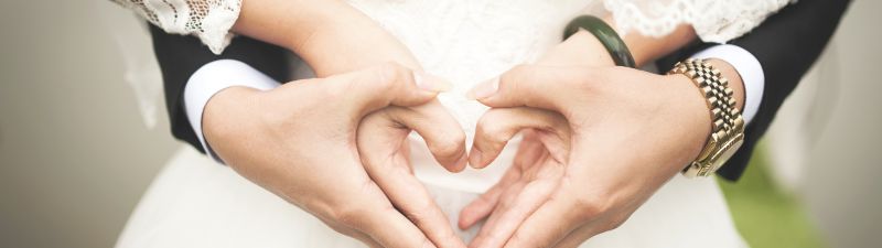 Hands together, Love heart, Wedding outfit, Couple, Bride, Bridegroom, Marriage