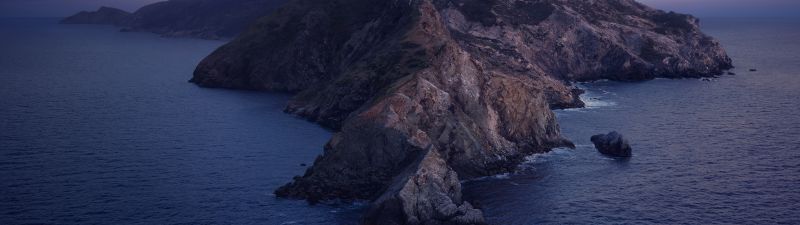 macOS Catalina, Cold, Mountains, Island, Night, Stock, 5K