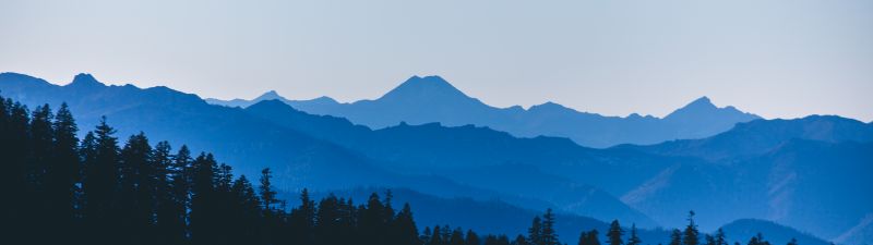 Red Buttes Wilderness, Mountain range, Silhouette, Forest, Landscape, Clear sky, Trees, Fog, Sunset, Tourist attraction