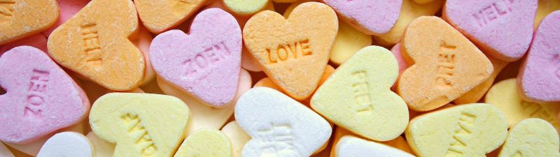 Heart Candies, Sweet candy, Confectionery, Delicious, Colorful, Shapes, Texture, Yellow, Pink