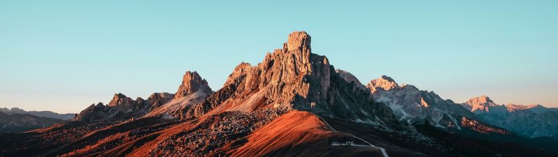 Giau Pass, Mountain pass, Italy, Dolomites, Landscape, Mountain Peak, Blue Sky, 5K