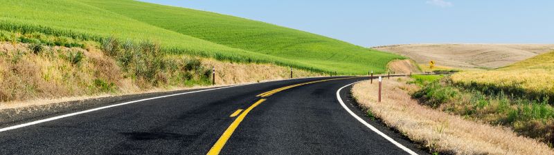 Green Meadow, Road, Landscape, Scenery, Beautiful, Blue Sky, Clear sky