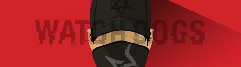 Marcus Holloway, Minimalist, Watch Dogs 2, Red background, Minimal art, 5K, 8K, Simple