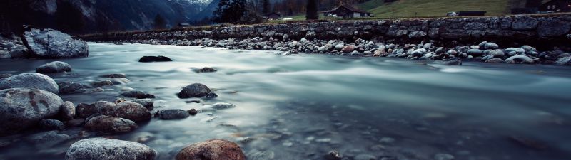 River Stream, Mountains, Long exposure, Landscape, Rocks