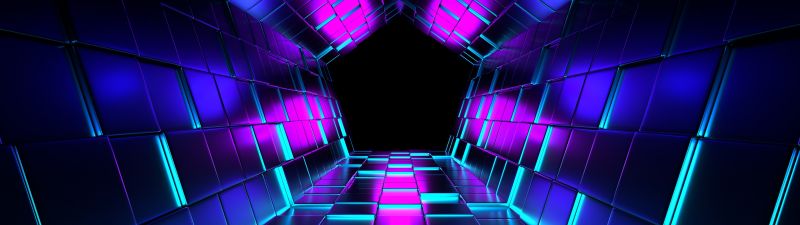 3D background, Shapes, Geometric, Pattern, Illustration, Purple, Dark blue, Vanishing point, Tunnel, Pentagon