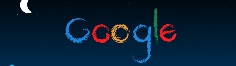 Google, Logo, Typography, Night, Crescent Moon, Half moon, 5K, 8K