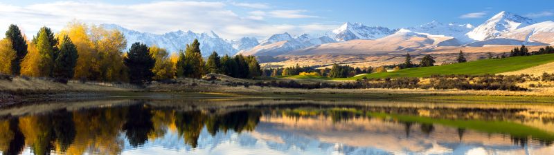 Mount Hutton, Lake, Landscape, Reflections, New Zealand