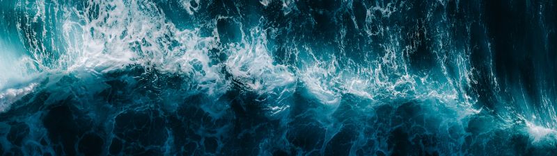 Sea waves, Aerial view, Blue Water, Pattern, 5K, Ocean